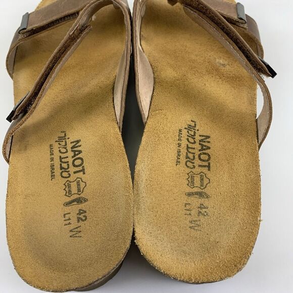 Naot Jacey Wide Sandal Slide Brown Leather Adjustable Wedge Slip On Womens 11 - Picture 9 of 15